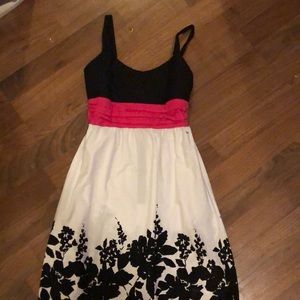 pink black and white flower dress